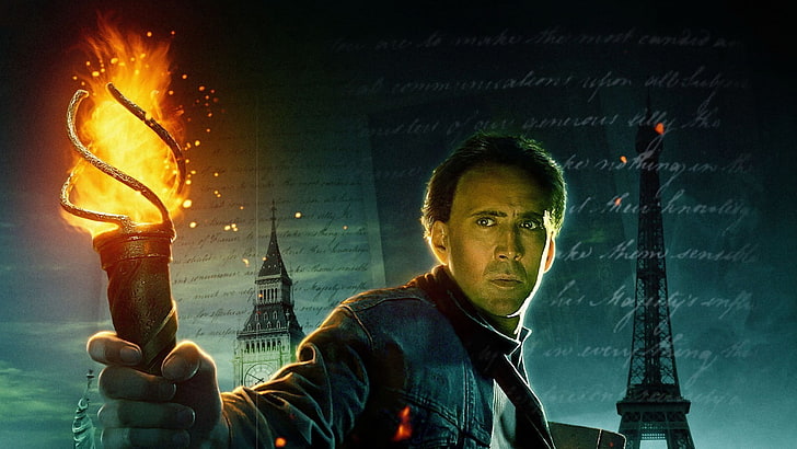 Nicolas Cage, National Treasure: Book of Secrets, movies, fire, HD wallpaper