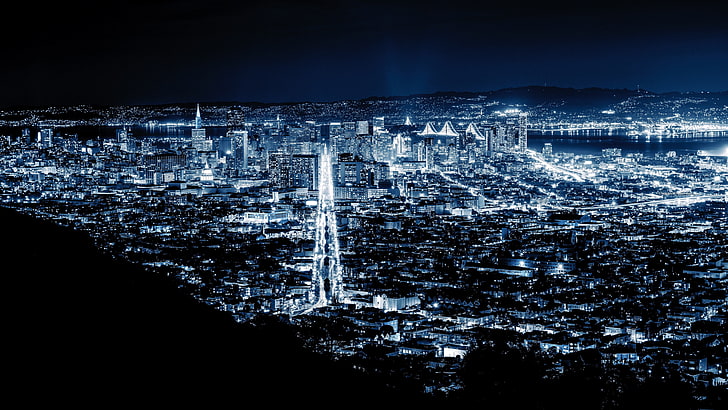 cityscape, sky, night, san francisco, metropolis, california, HD wallpaper