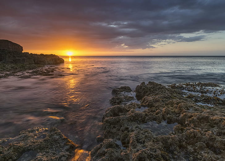 sunrise over the horizon, Coastal, Glow, White, Beach, Anglesey, HD wallpaper