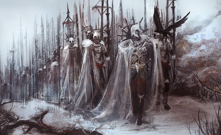 The Emperor's Army, group of knight armor painting, Artistic, HD wallpaper