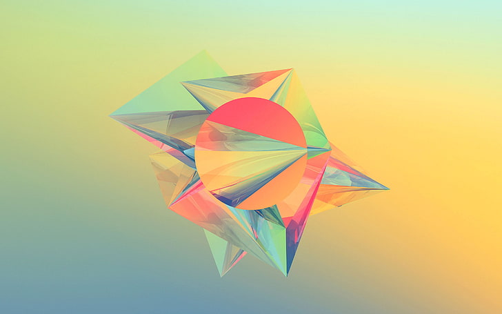 multicolored illustration, Wallpaper, round, pyramid, angle, geometry, HD wallpaper