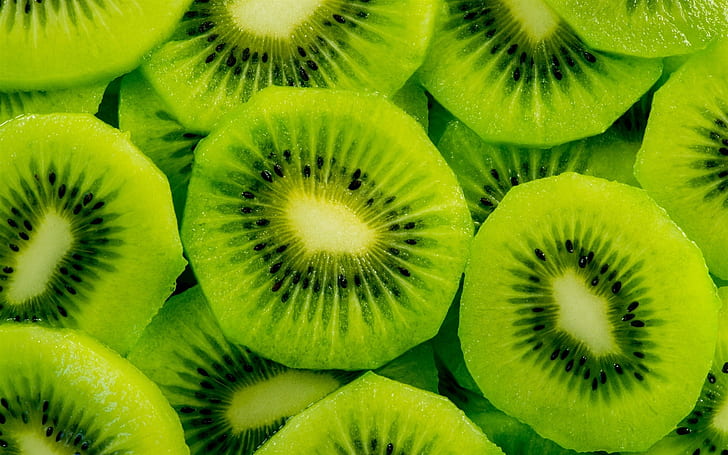 Fresh fruit, green kiwi slice, HD wallpaper