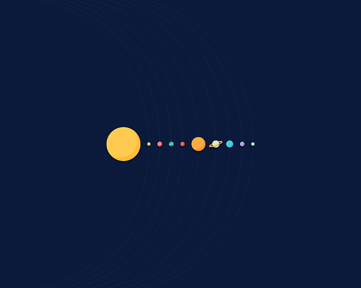 solar system illustration, minimalism, circle, geometric shape
