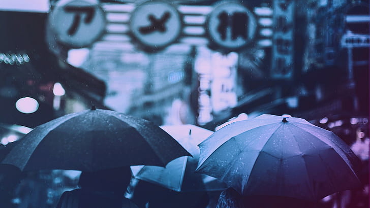 Photography, Filter, Rain, Japanese, Umbrella, 1920x1080, HD wallpaper