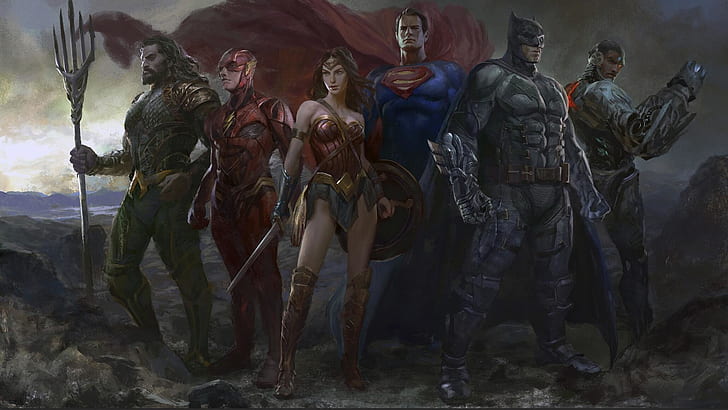 Comics, Justice League, Aquaman, Batman, Cyborg (DC Comics)