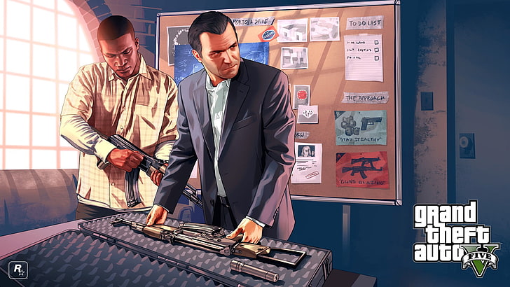 Grand Theft Auto V wallpaper, Rockstar Games, video game characters