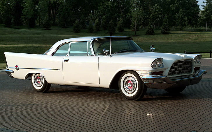 1957 Chrysler 300, white muscle car, cars, 1920x1200, HD wallpaper