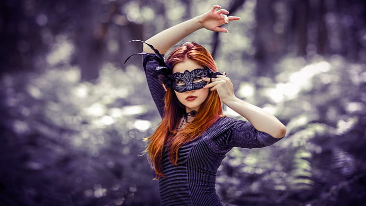 Masked Redhead, skyphoenixx1, picture, girls, beautiful, woman, HD wallpaper