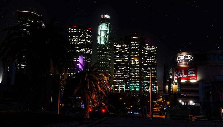 Grand Theft Auto, Grand Theft Auto V, City, Los Santos, Night, HD wallpaper