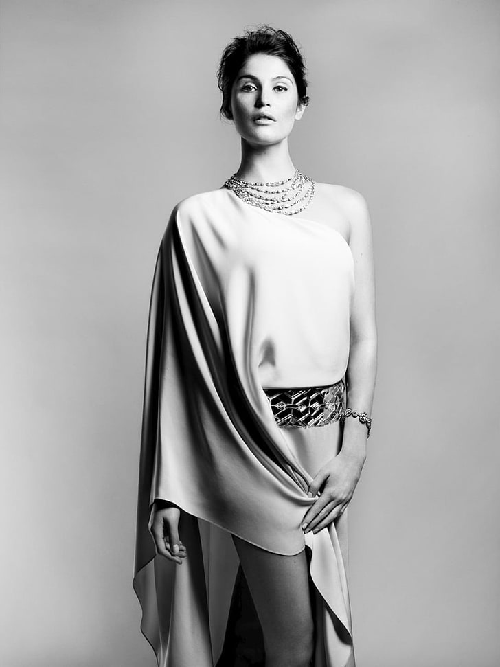 women's dress, Gemma Arterton, monochrome, actress, celebrity, HD wallpaper