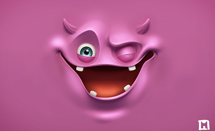 HD wallpaper: Wink, pink Monster wallpaper, Funny, happy, pink color,  purple | Wallpaper Flare
