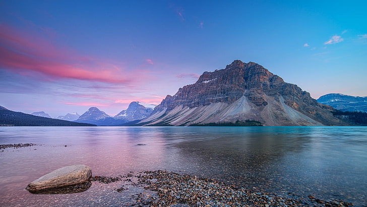 mountain, bow lake, banff national park, sky, beauty in nature, HD wallpaper