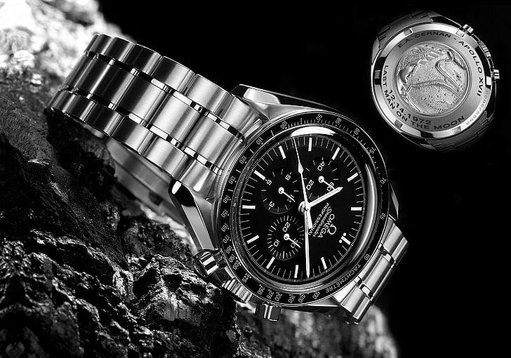 Hd Wallpaper Silver Colored Chronograph Watch With Link Bracelet Omega Speedmaster Professional Wallpaper Flare
