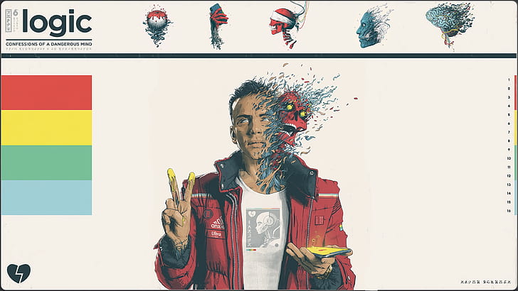 artwork, white background, Rapper, cover art, edit, red jackets, HD wallpaper