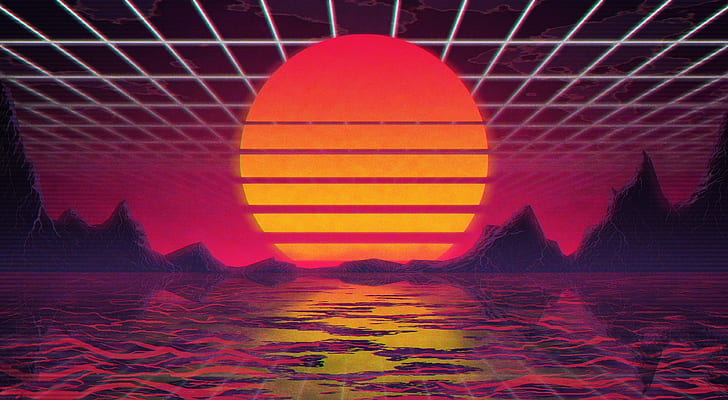 The sun, Music, Star, Background, 80s, Neon, VHS, 80's, Synth