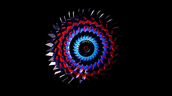 blue, red, and gray sprocket illustration, digital art, abstract, HD wallpaper