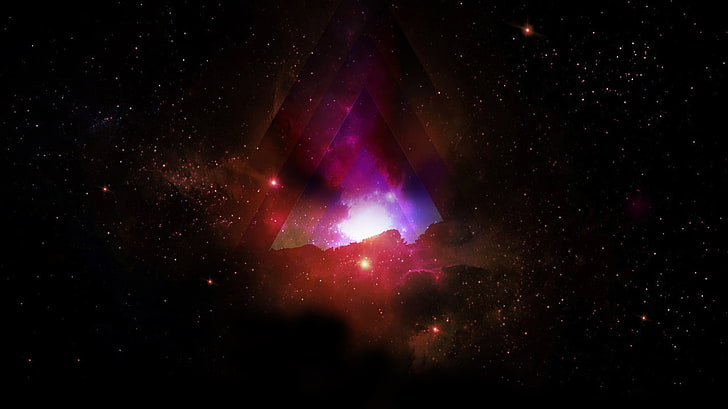 galaxy themed wallpaper, space, universe, triangle, night, star - space, HD wallpaper