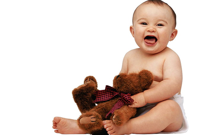 Cute Baby with Teddy, HD wallpaper