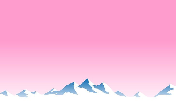 snow covered mountain illustration, mountains, pink, landscape