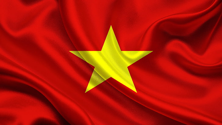 red and yellow star flag, Vietnam, Democratic, Republic, textile