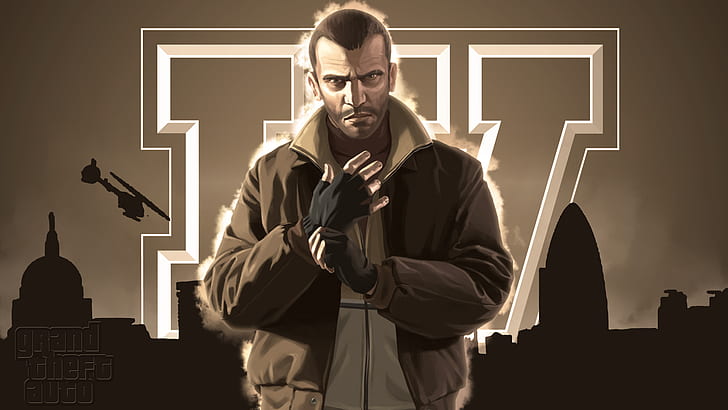 Grand Theft Auto IV, Niko Bellic, men, one person, front view, HD wallpaper