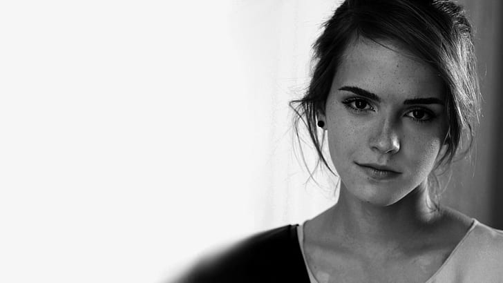 Emma Watson, monochrome, actress, women, model, HD wallpaper