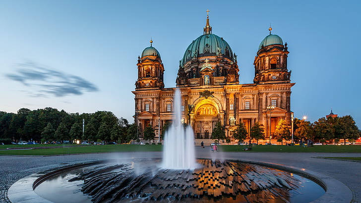Berliner Dom architecture night germany attractions, HD wallpaper