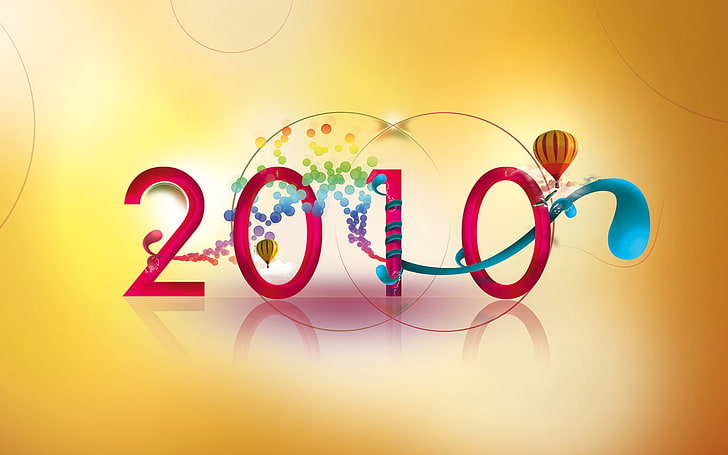 Welcome New 2010 Year, communication, colored background, studio shot