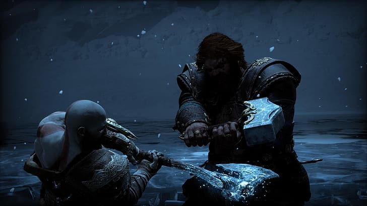 Dark moonlight winter kratos the god of war is fighting thor - Playground