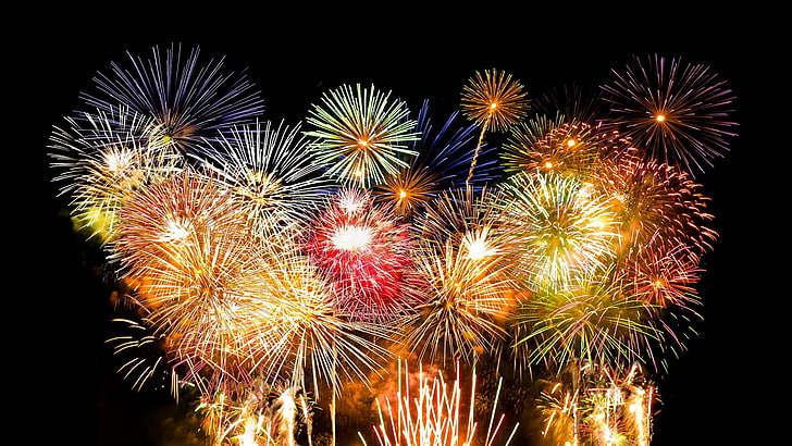 firework, july, explosive, night, fireworks, celebration, festival, HD wallpaper