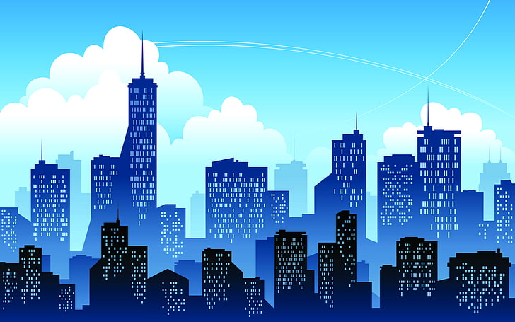 high-rise buildings clip art, clouds, the city, home, silhouette