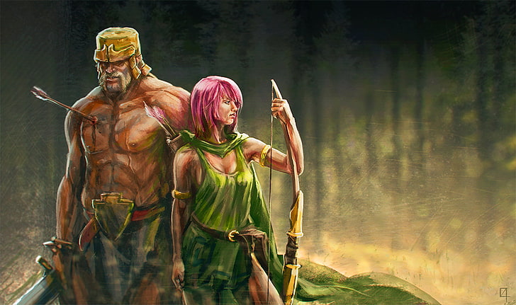 clash of clans, supercell, games, hd, archer, barbarian, lake, HD wallpaper