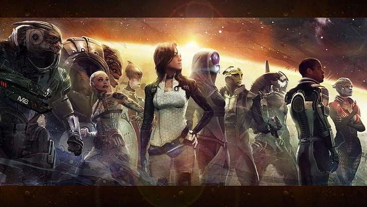 illustration of game digital wallpaper, Mass Effect, video games