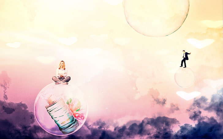 oriflame, sky, cloud - sky, nature, mid-air, bubble, sphere, HD wallpaper