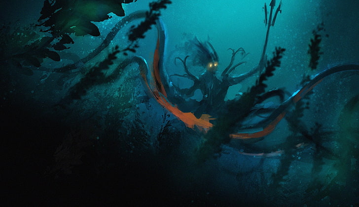 Fantasy, Sea Monster, Creature, Creepy, Dark, Underwater, HD wallpaper