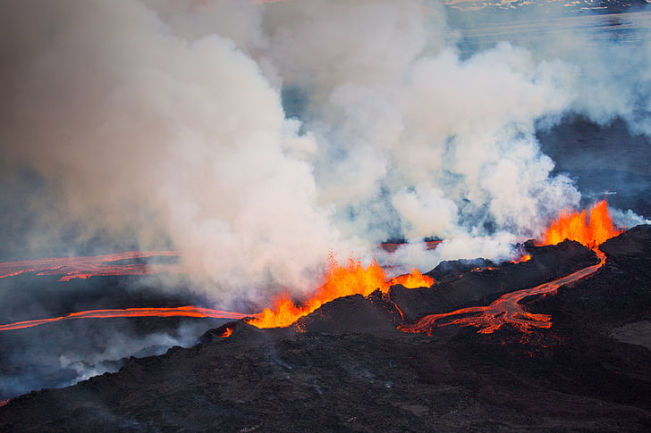 volcano, eruption, nature, landscape, smoke - physical structure, HD wallpaper