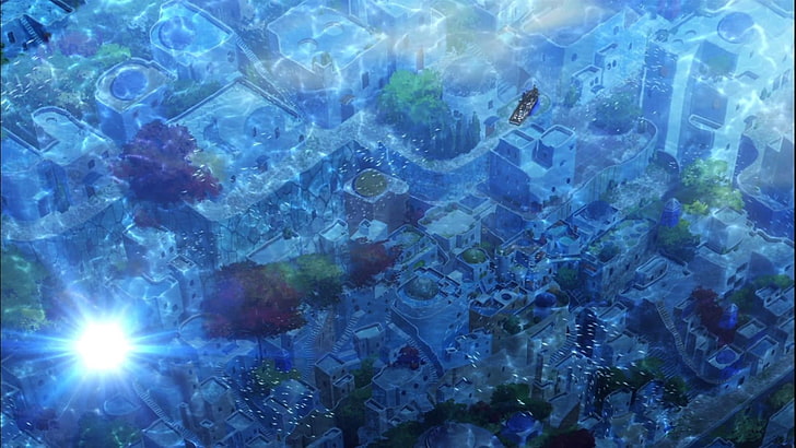 HD wallpaper: untitled, Nagi no Asukara, sea, city, sunken cities, anime,  underwater | Wallpaper Flare