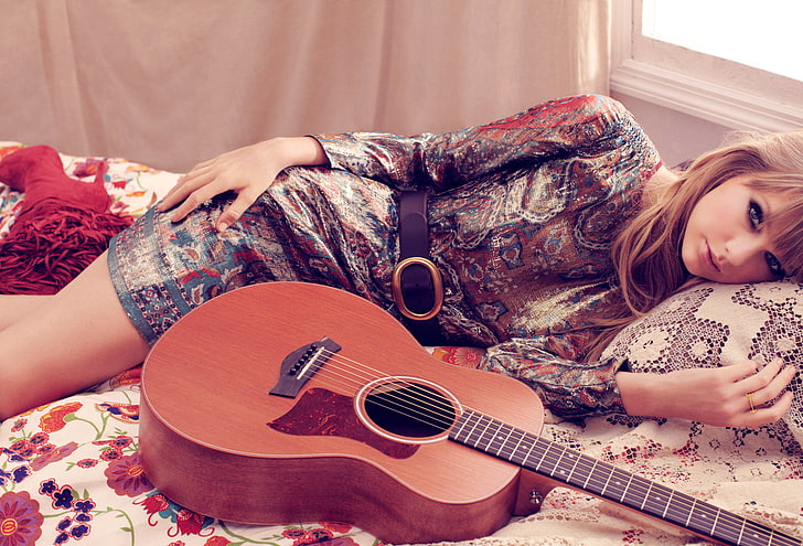 Taylor Swift, singer, women, string instrument, music, musical instrument, HD wallpaper