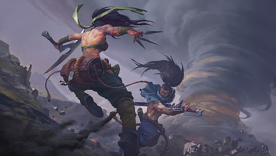 Hd Wallpaper Video Game League Of Legends Akali League Of Legends Yasuo League Of Legends Wallpaper Flare