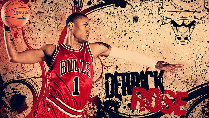 abstract nba basketball derrick rose chicago bulls Sports Basketball HD Art