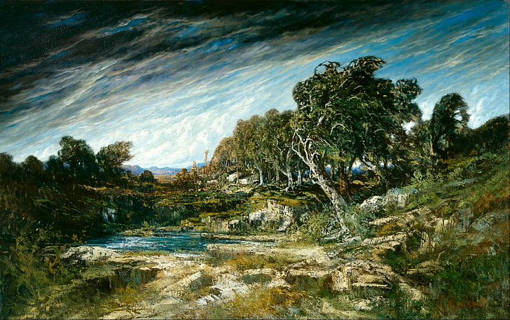Gustave Courbet, classic art, water, tree, plant, nature, beauty in nature, HD wallpaper