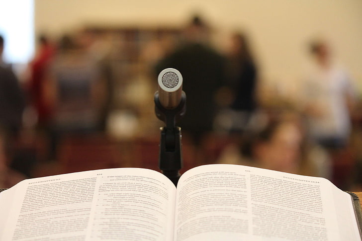 HD wallpaper: bible, book, event, lecture, microphone, people, preach ...