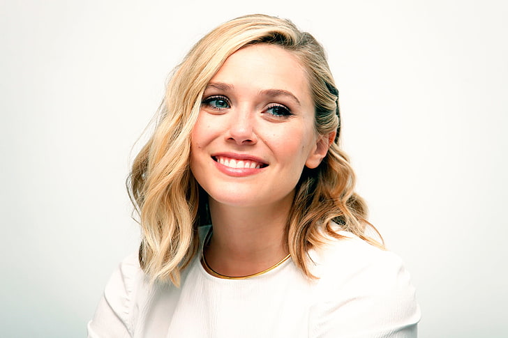 women's white top, 2015, Elizabeth Olsen, press conference, The Avengers:Age Of Ultron