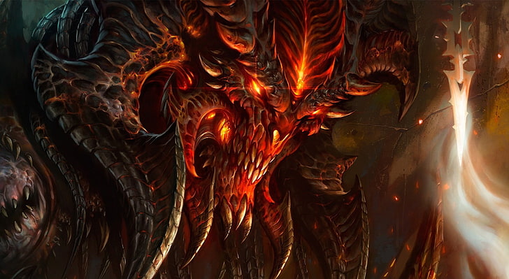 Diablo 3 Fan Art, red dragon digital wallpaper, Games, Fantasy