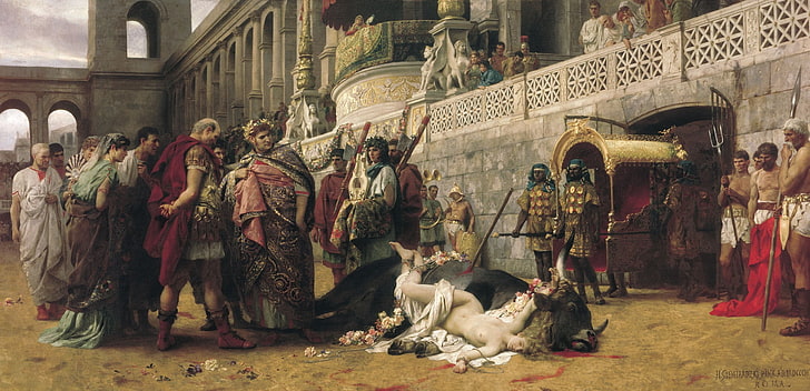 roman painting of people and soldier, Henryk Siemiradzki, Christian Dirce, HD wallpaper