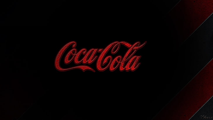 Coca-Cola, drink, red, black, text, illuminated, western script, HD wallpaper