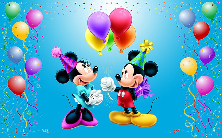 HD wallpaper: Mickey Mouse Happy Birthday Minnie Celebration Balloons Gifts  For Mini Disney Picture Wallpaper For Desktop 2560×1600 | Wallpaper Flare