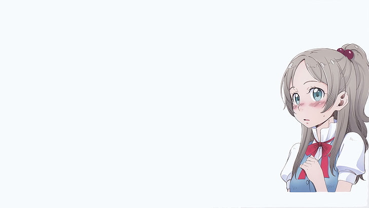anime girls, white  background, white background, copy space