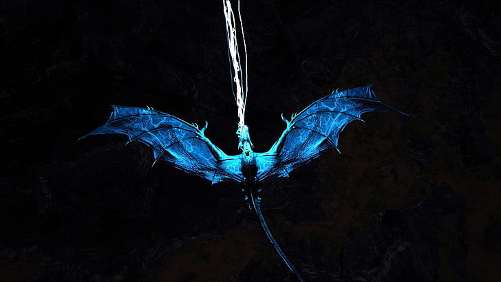 Video Game, ARK: Survival Evolved, Dragon, blue, black background, HD wallpaper