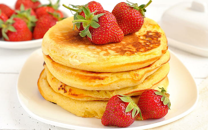 *** Pancakes Strawberries ***, sweets, food, fruits, 3d and abstract